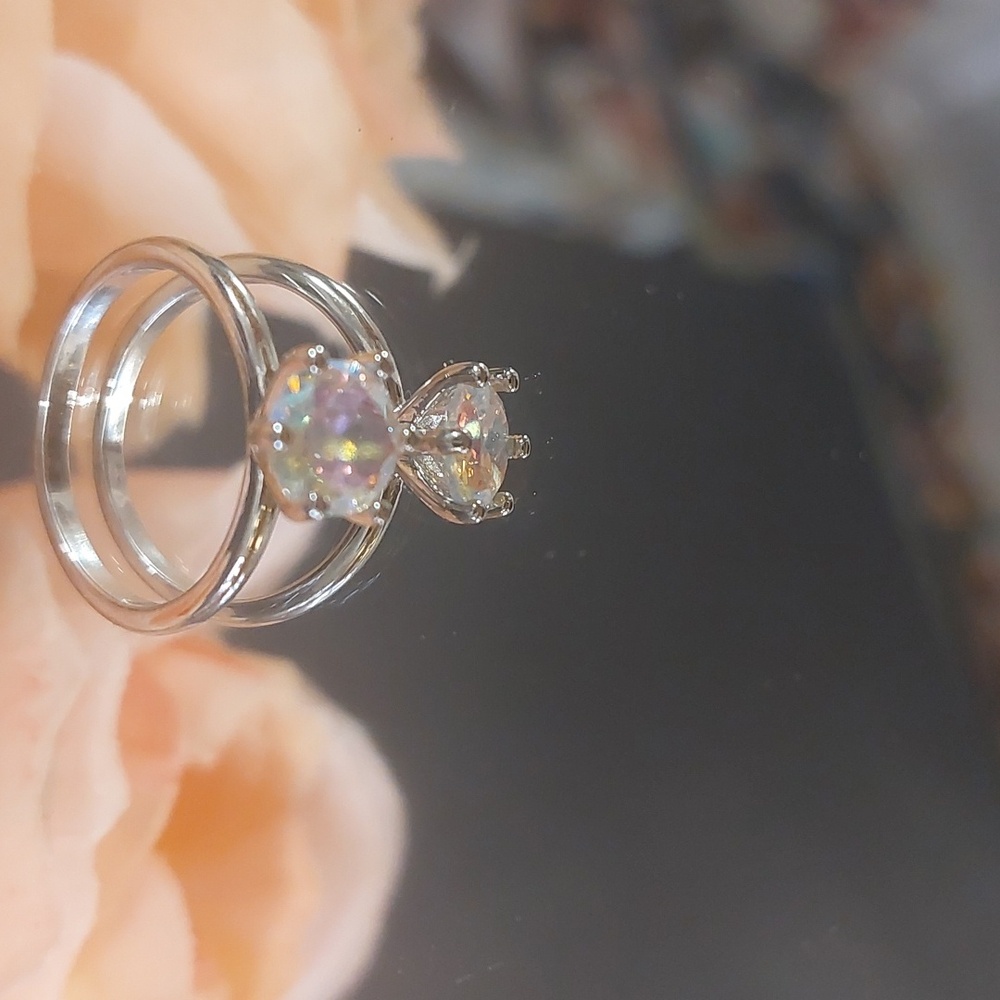 Crystal Multicolor Solitaire Style Ring - 2 Sizes Available - Picture 4 of 6